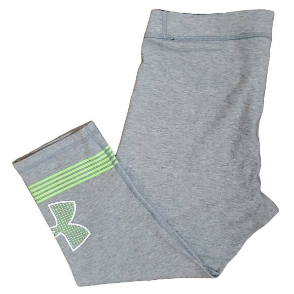 🏆139 Under Armour Graphic Capri Gray Leggings - Picture 2 of 11